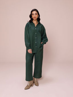 COSSET CLOTHING - Forest Green Premium Linen Co-Ord (Set of 2)