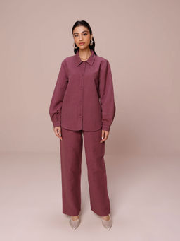 COSSET CLOTHING - Purple Tailored Premium Linen Co-Ord (Set of 2)
