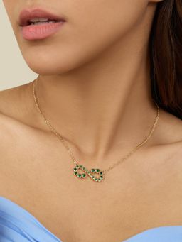 Isharya - Green Infinity Necklace In 18Kt Gold Plated