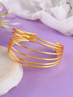 Silvermerc Designs - Women Gold-Toned Brass Gold-Plated Layered Cuff Bracelet