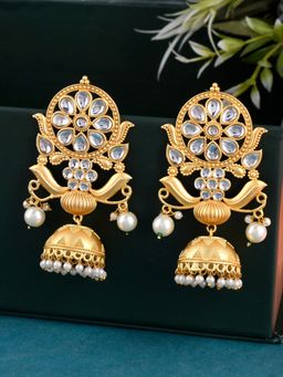 Silvermerc Designs - Kundan Ethnic Traditional Long Jhumka Earrings