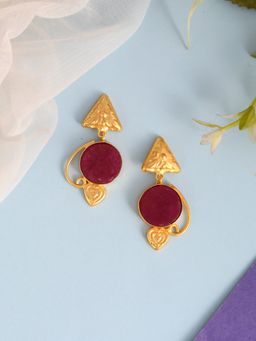 Silvermerc Designs - Pink Handcrafted Ethnic Drop Earrings