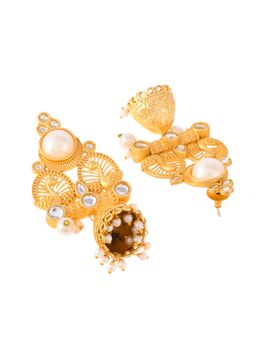 Silvermerc Designs - Gold Plated Filigree Handcrafted Traditional Jhumka Earrings