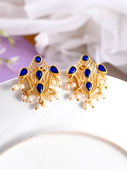 Silvermerc Designs - Gold Plated Blue Classic Stud Earrings