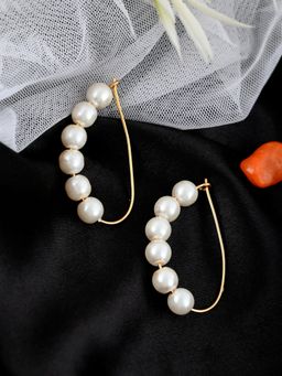 Silvermerc Designs - Gold Tone Pearl Hoop Western Earrings