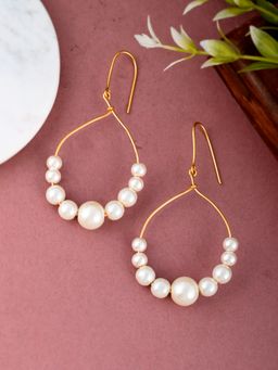 Silvermerc Designs - Gold Toned Western Pearl Dangle Earrings