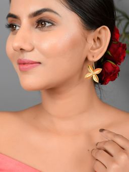Silvermerc Designs - Gold Plated Floral Drop Earrings for Girls