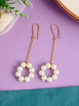 Silvermerc Designs - Gold Plated Pearl Chain Drop Earrings