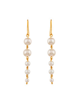 Silvermerc Designs - Gold Plated Pearl Falling Design Earrings
