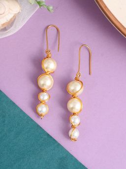 Silvermerc Designs - Gold Plated Pearl Drop Contemporary Style Earrings
