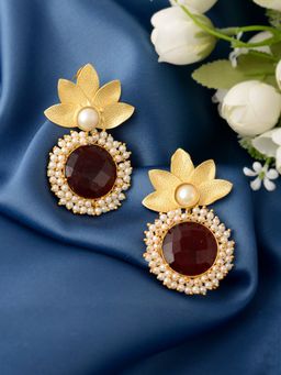 Silvermerc Designs - Gold Plated Ethnic Flower Drop Earrings