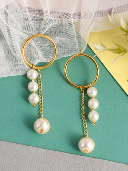 Silvermerc Designs - Gold Plated Pearl Drop Latest Western Earrings