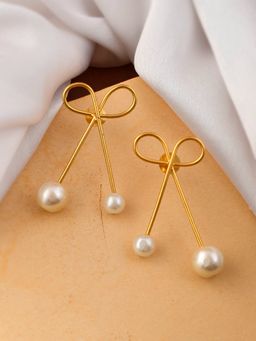 Silvermerc Designs - Gold Plated Knot Pearl Earrings for Women
