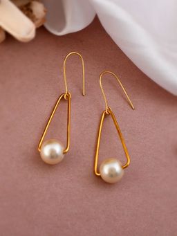 Silvermerc Designs - Gold Plated Latest Pearl Drop Earrings for Women