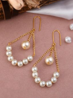 Silvermerc Designs - Gold Plated Pearl Beaded Chain Dangle Earrings