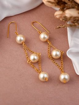 Silvermerc Designs - Gold Plated Chain Pearl Dangle Earrings
