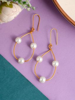 Silvermerc Designs - Gold Plated Pearl Dangler Earrings