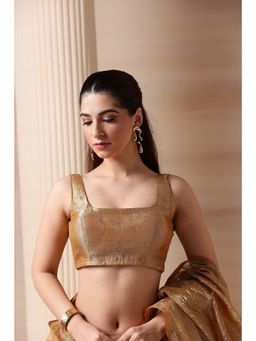 HANDME - Shimmering Crush Tissue Stitched Gold Stitched Blouse