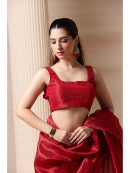 HANDME - Radiant Scarlet Tissue Stitched Red Blouse