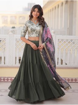 Wedani - Green Georgette with Sequined Lehenga with Choli and Dupatta