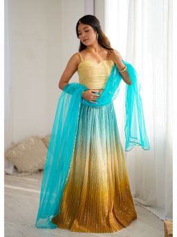 Wedani - Multicolor Ombre Sequined Lehenga with Choli and Dupatta