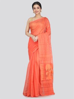 PinkLoom - Women's Soft Cotton Blend Jamdani Saree Without Blouse Piece
