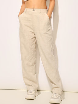 ONLY - Beige Tailored Lined Blend Trouser