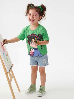United Colors of Benetton - Green Printed Comfortable Fit T-Shirt