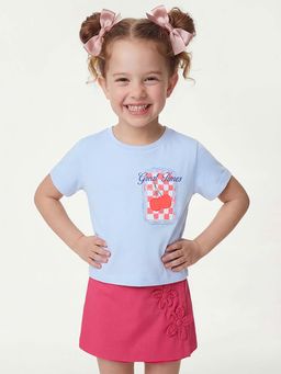 United Colors of Benetton - Boxy Fit Round Neck Graphic Print T-Shirt Blue