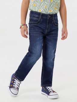 United Colors of Benetton - Straight Fit Solid Mid Rise Jeans Blue