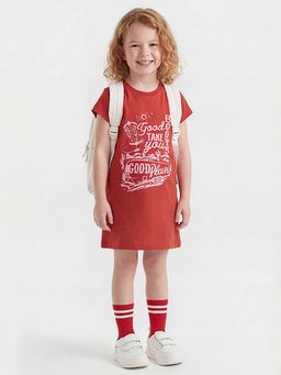 United Colors of Benetton - Regular Fit Round Neck Printed T-Shirt Red