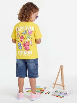 United Colors of Benetton - Longline Fit Round Neck Graphic Print T-Shirt Yellow