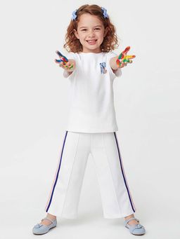 United Colors of Benetton - Longline Fit Round Neck Graphic Print T-Shirt White