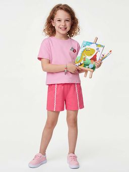 United Colors of Benetton - Cropped Fit Round Neck T-Shirt Pink