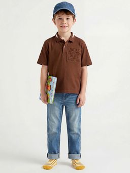 United Colors of Benetton - Boys Faded Straight Fit Mid Rise Solid Jeans