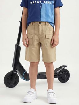 United Colors of Benetton - Beige Regular Fit Mid Rise Cargo Solid Shorts