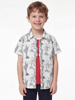 United Colors of Benetton - Regular Fit Spread Collar Tropical Printed Shirt
