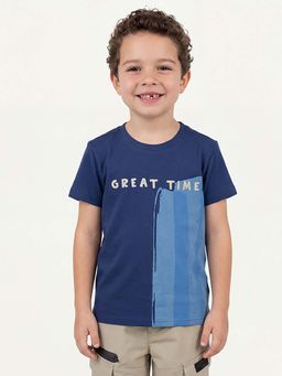 United Colors of Benetton - Blue Regular Fit Round Neck Typography Printed T-shirt