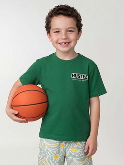 United Colors of Benetton - Green Relaxed Fit Round Neck Typography Printed T-shirt