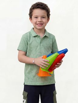 United Colors of Benetton - Green Regular Fit Printed Polo T-shirt