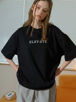 Oh Rare - Women Black Typography Printed Drop Shoulder Oversized Cotton T-shirt