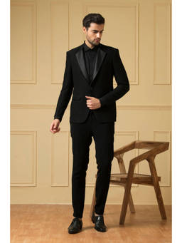 HILO DESIGN - Aurora Black Embroidered Blazer and Trousers
