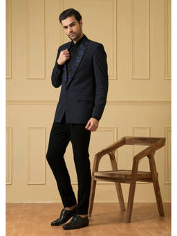 HILO DESIGN - Brisa Blue Embroidered Blazer and Trousers