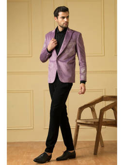 HILO DESIGN - Savvy Purple Embroidered Blazer and Trousers