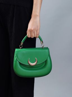 Haute Sauce - Women's The Crescent Handbag with Detachable Strap -Green