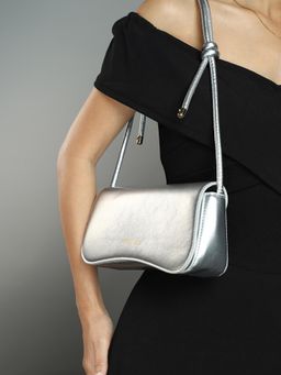 Haute Sauce - Women's The Gleam Metallic Silver Shoulder Bag