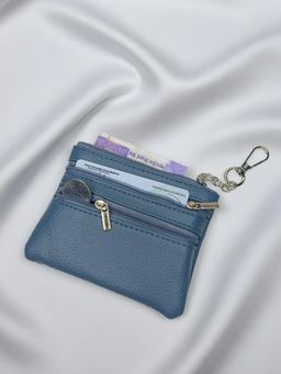 CrossKulture - Blue Mini Coin Pouch with Zipper Compartments