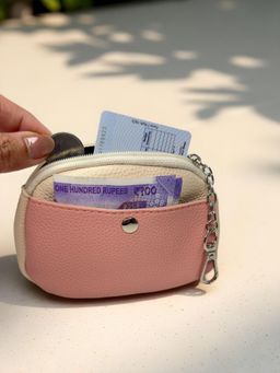 CrossKulture - Peach Mini Coin Pouch with Zipper Compartments