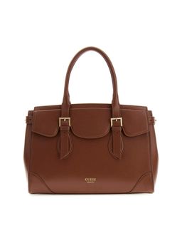 Guess - Women Solid Chocolate Sofia Medium Satchel Bag with Detachable Strap