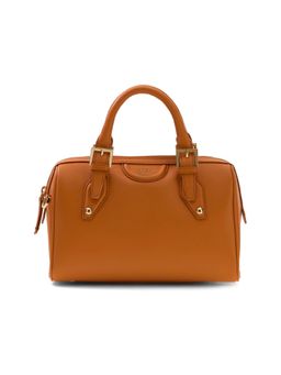 Guess - Women Solid Russet Tan Nina Bowler Satchel Bag with Detachable Strap
